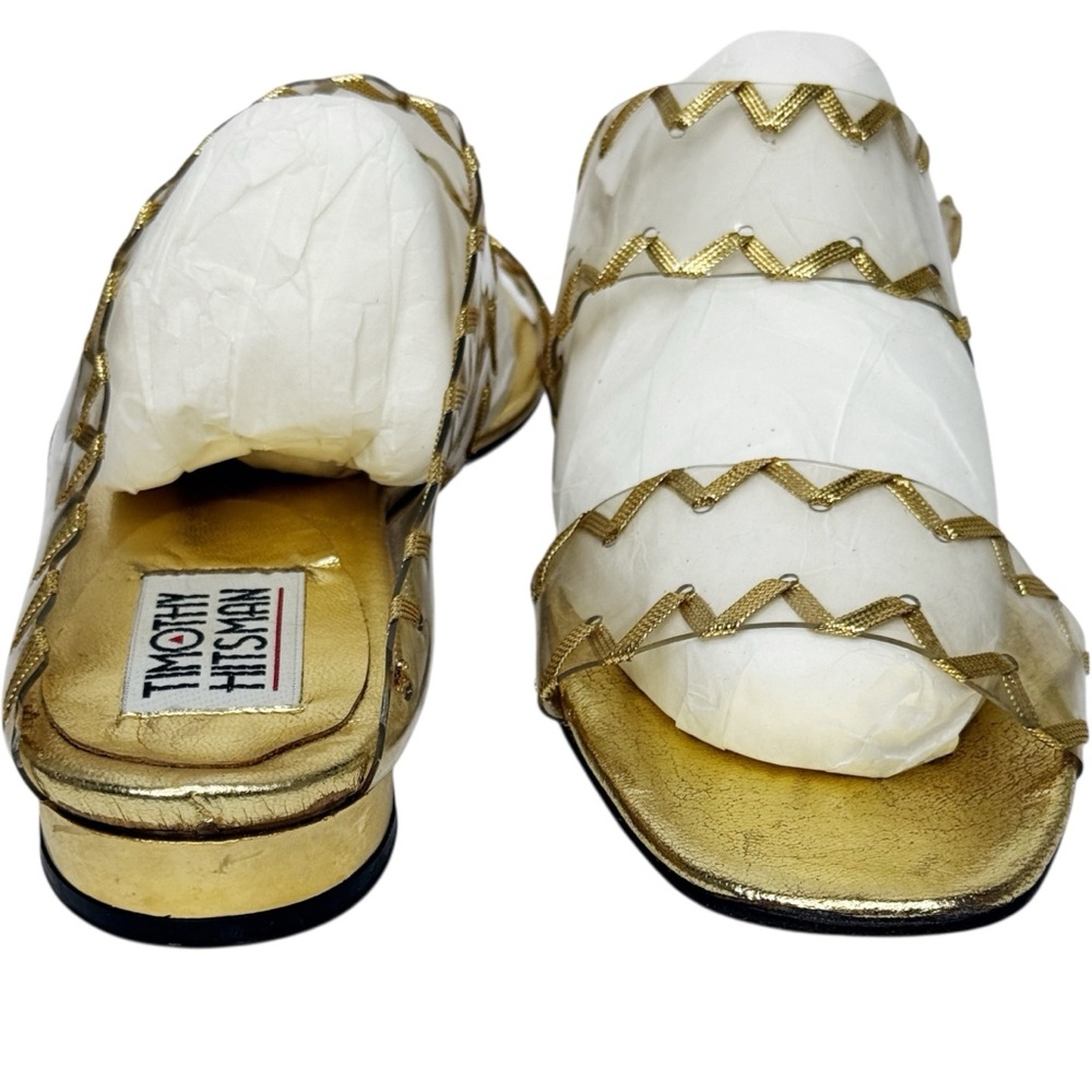 Vintage TIMOTHY HITSMAN Gold Leather‎ Sandals Size 9 Made in Spain - Picture 5 of 10